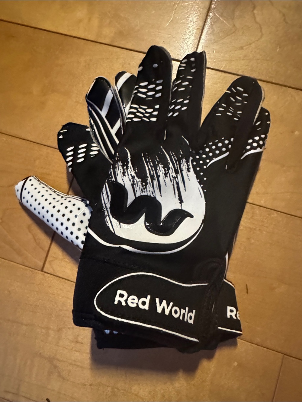 Youth Red World Black & White Grippy Sport Gloves